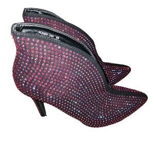New Anne Michelle Red Pink Rhinestone Heels Size 8.5